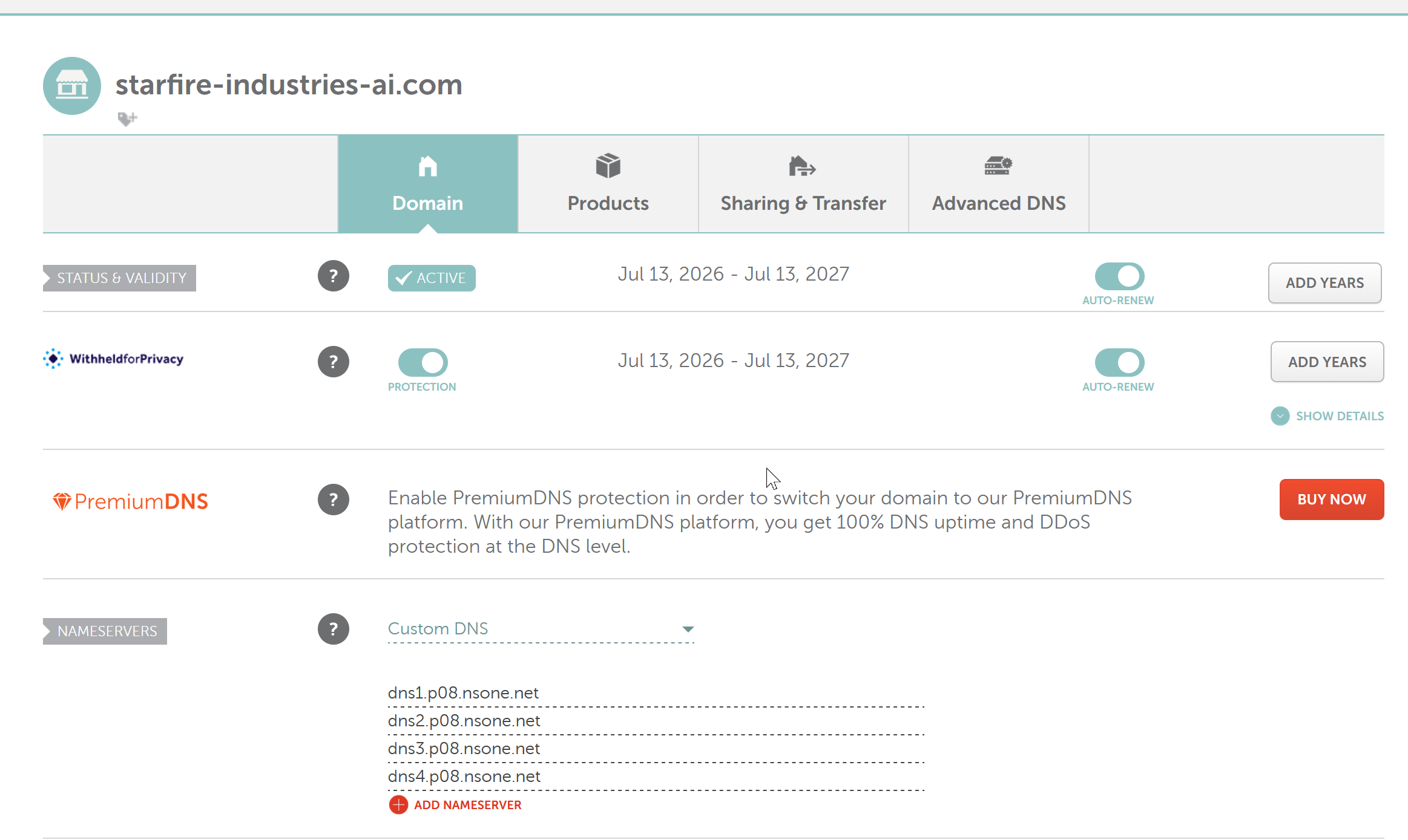 Domain Registration Confirmation