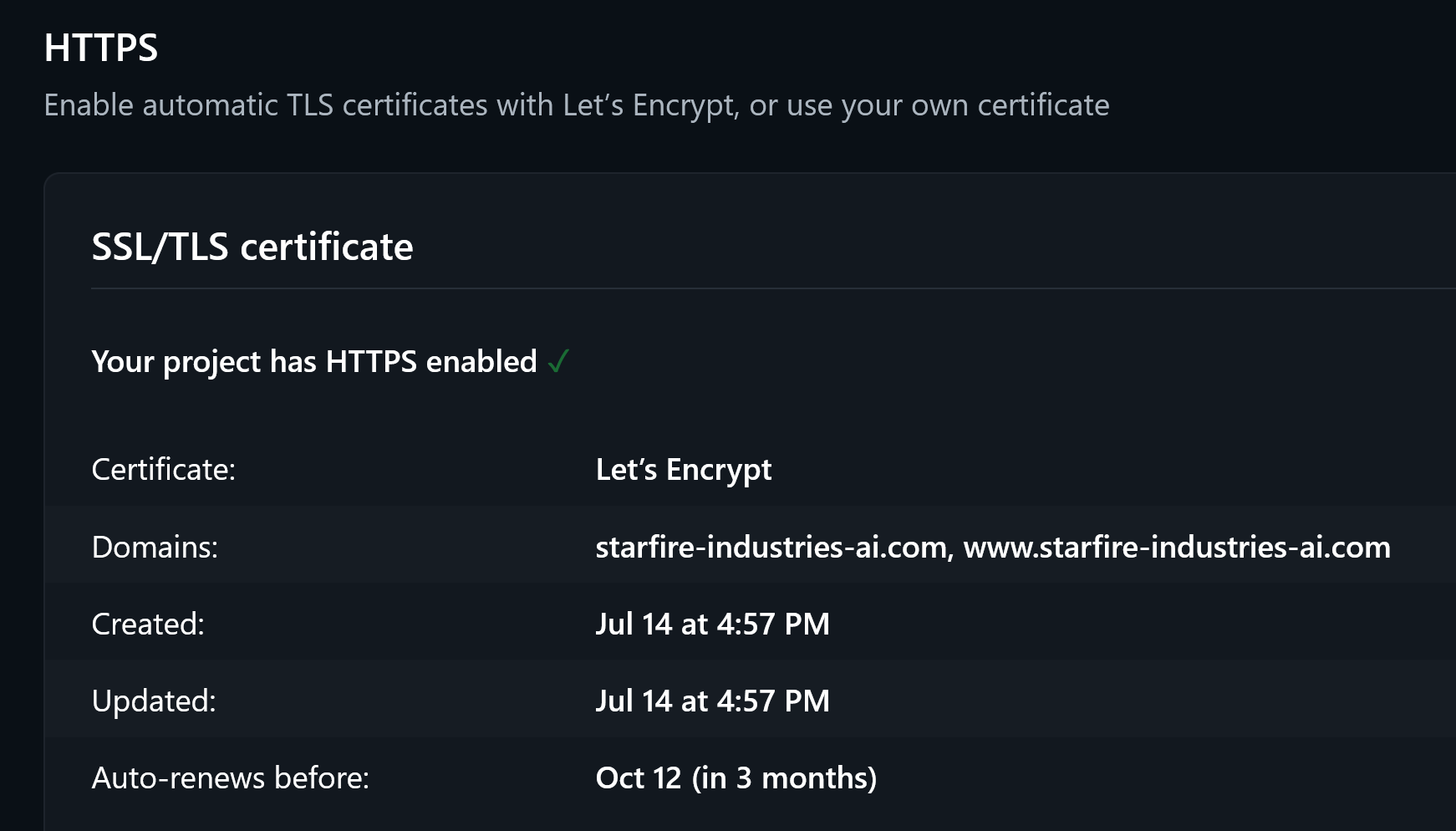 SSL/TLS Automated Certificate Handshake